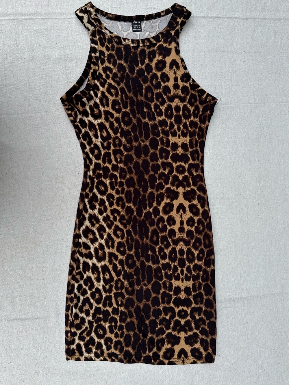 SHEIN Leopard Print Racerback Mini Dress in Brown and Black
